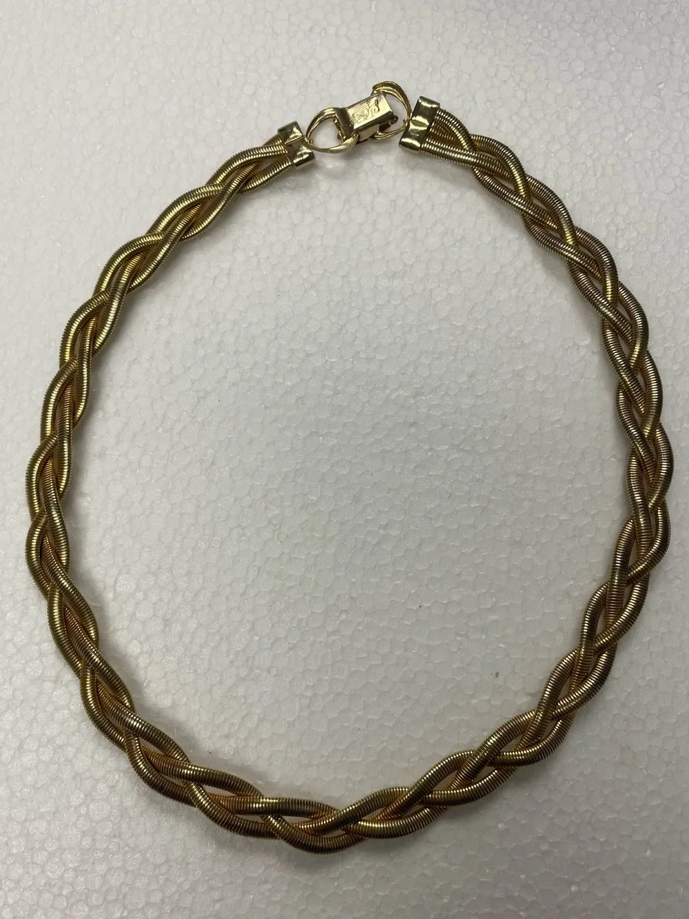 VTG Coro gold-tone braided triple-strand snake chain Choker Necklace